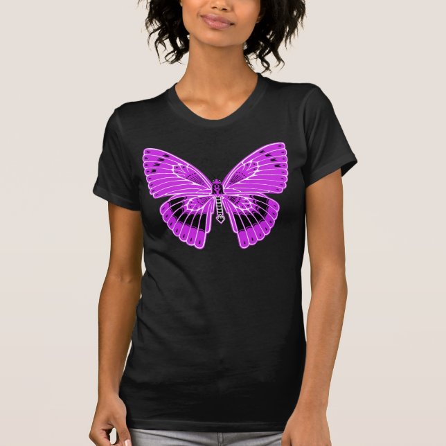 T-shirt Papillon de style Art nouveau violet (Devant)