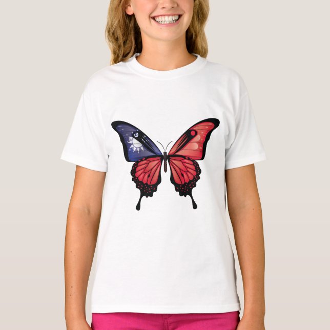 T-shirt Papillon de Taïwan Autocollant de drapeau (Devant)