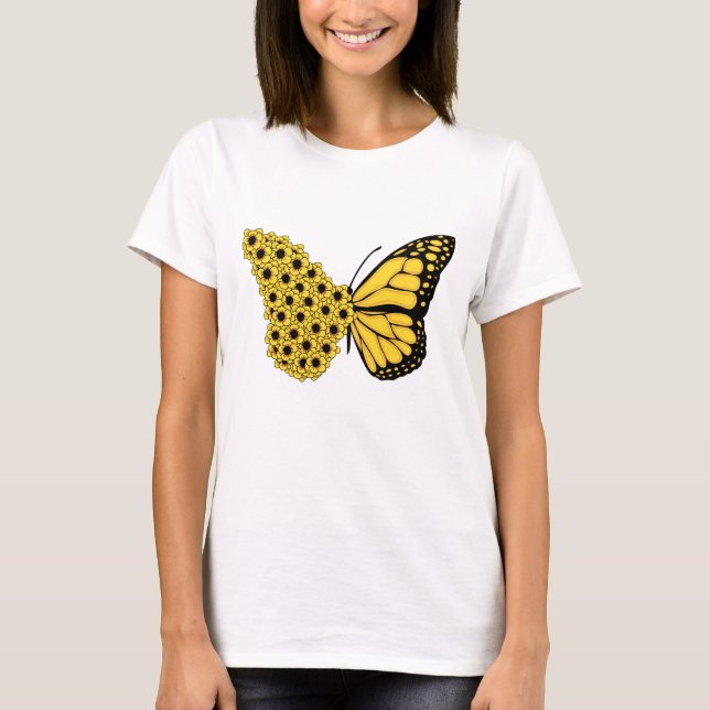 T-shirt papillon de tournesol femmes vintage monarque (Devant)