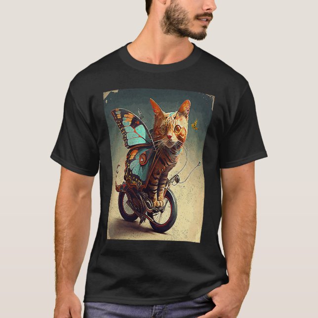 T-shirt Papillon de vélo de chat (Devant)