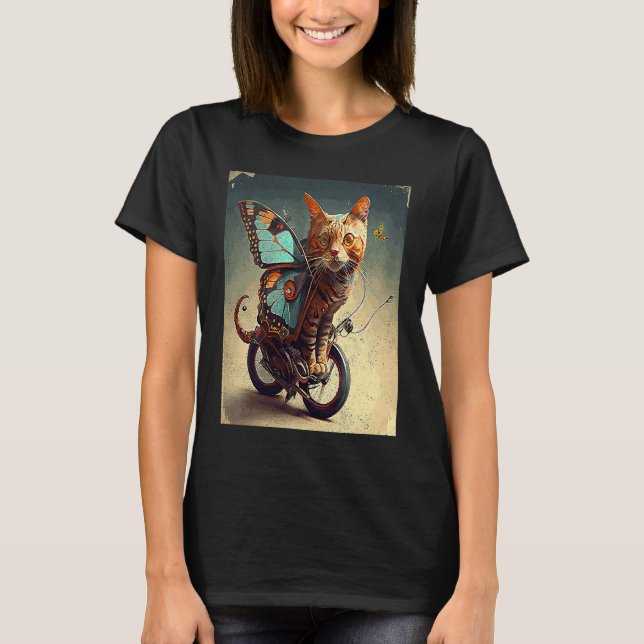 T-shirt Papillon de vélo de chat (Devant)