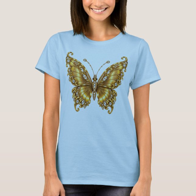 T-shirt Papillon Doré – Beauté de Luxe & Transformation (Devant)