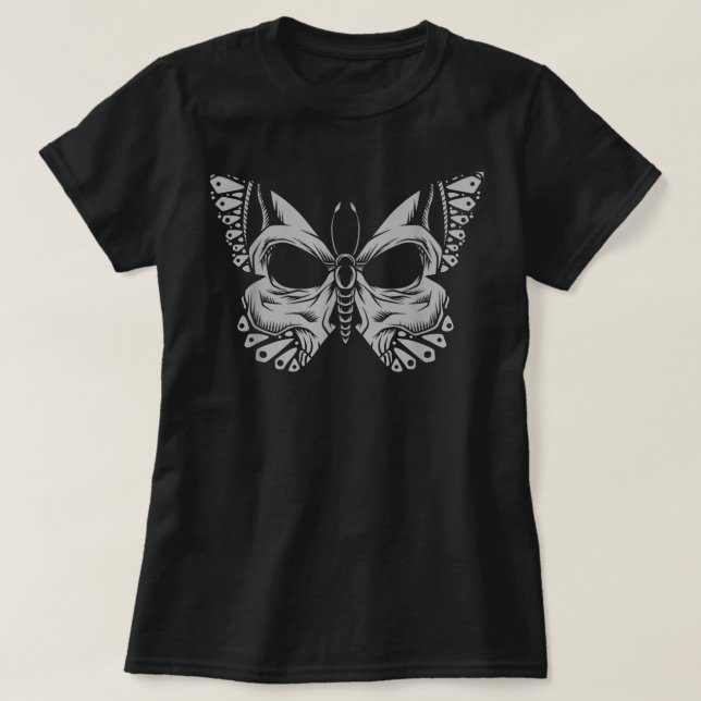 T-shirt Papillon du crâne Goth Grunge doux Papillon Crâne  (Design devant)