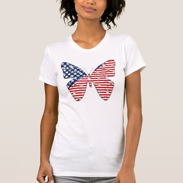 T-shirt Papillon du drapeau américain (Devant)