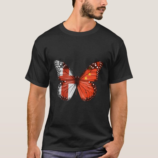T-shirt Papillon du drapeau anglo-chinois (Devant)