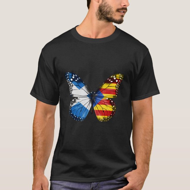 T-shirt Papillon du drapeau catalan écossais (Devant)