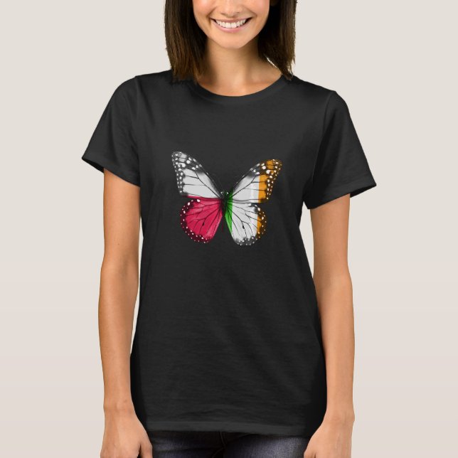T-shirt Papillon du drapeau irlandais polonais (Devant)