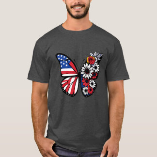 T-shirt Papillon en fleurs patriotique - Étoiles, rayures
