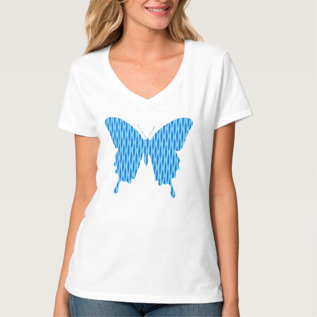T-shirt Papillon en impression abstraite - nuances de bleu (Devant)