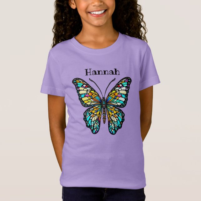 T-Shirt Papillon en verre coloré personnalisé (Devant)