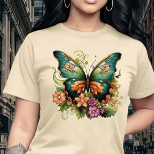 T-shirt Papillon Enchanté Vibrant et Jardin Floral