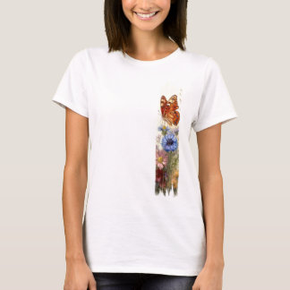 T-shirt Papillon entre Fleur sauvage brosse à peinture
