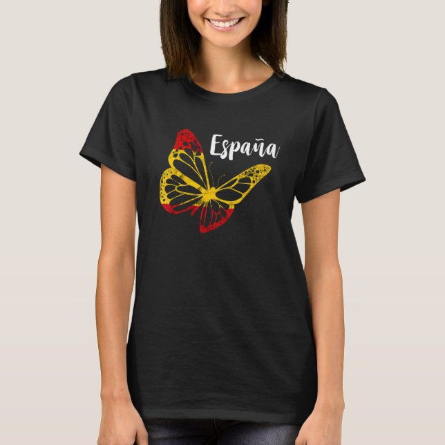 T-shirt Papillon Espana Fierté Espagnole Drapeau Espagnol  (Devant)