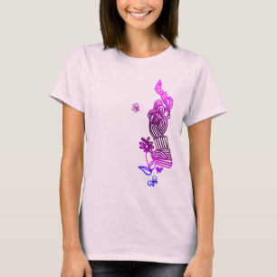 T-shirt Papillon Et Doodle Fleur