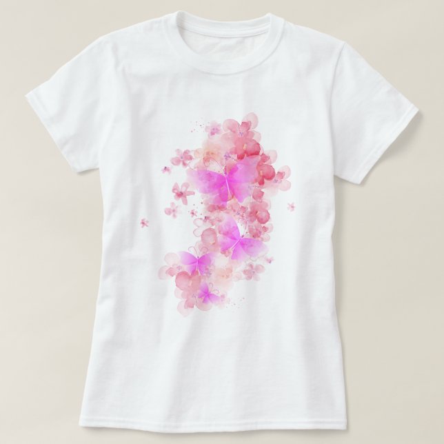 T-shirt Papillon et fleur (Design devant)