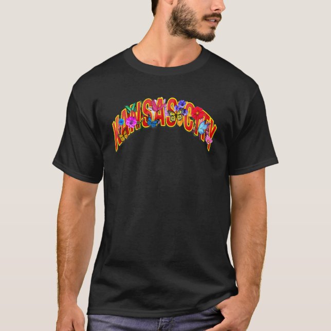 T-shirt Papillon Et Fleurs De Kansas City (Devant)