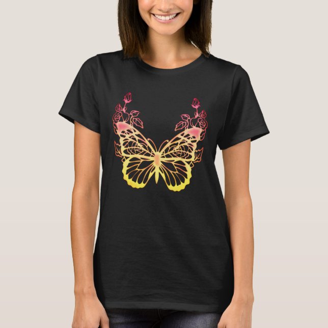 T-shirt Papillon et Fleurs. Été du printemps personnalisé (Devant)