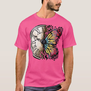 T-shirt Papillon et horloge vintage