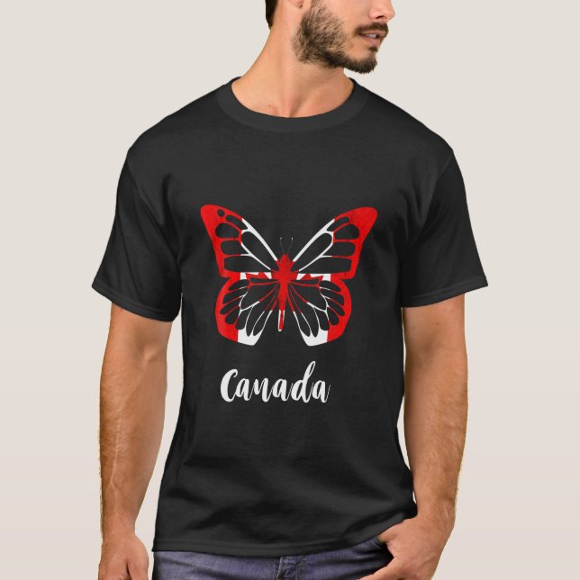 T-shirt Papillon Feuille d'érable du Canada Racines canadi (Devant)