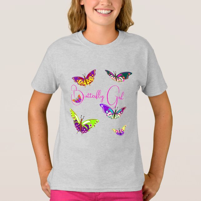 T-shirt Papillon fille - papillons colorés (Devant)