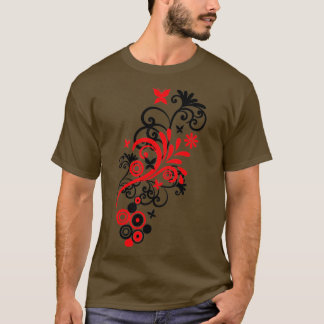 T-shirt Papillon fleuri ROUGE