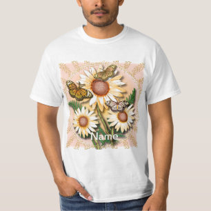 T-shirt Papillon Fleurs marguerites jaunes