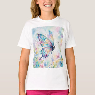 T-shirt Papillon Floral Aquarelle Coloré