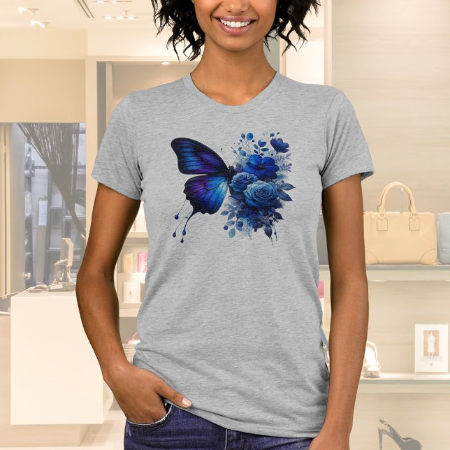 T-shirt Papillon floral bleu (Créateur téléchargé)