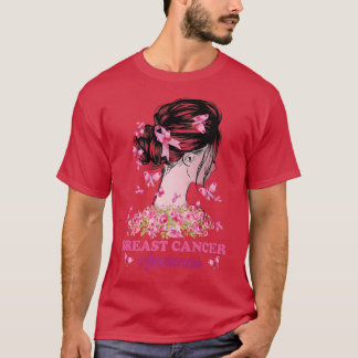 T-shirt Papillon Floral Ruban rose femmes cancer du sein a