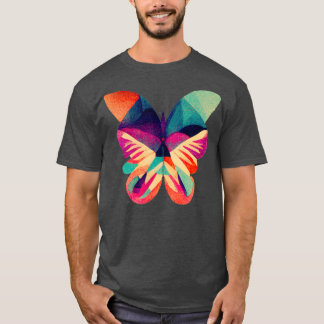 T-shirt Papillon fractal isométrique Abstrait en risograph