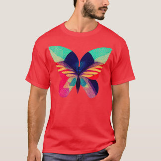 T-shirt Papillon fractal isométrique Abstrait en risograph