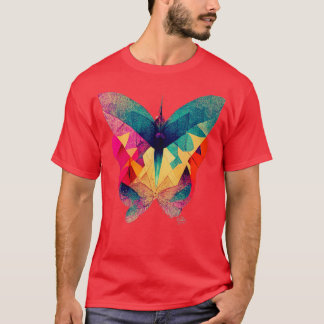 T-shirt Papillon fractal isométrique Abstrait en risograph