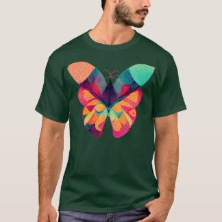T-shirt Papillon fractal isométrique Abstrait en risograph