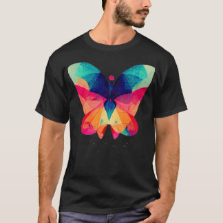 T-shirt Papillon fractal isométrique Abstrait en risograph