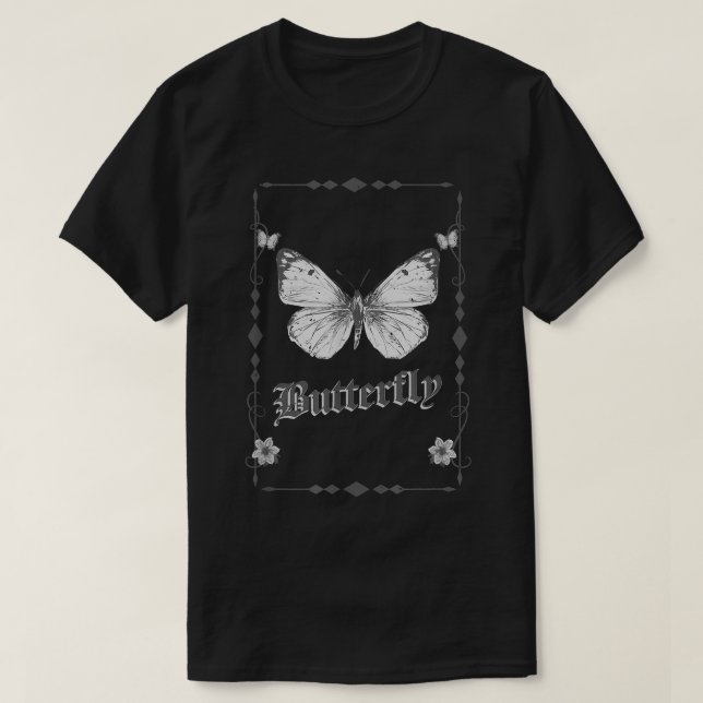 T-shirt Papillon Grunge Fairycore Goth esthétique Fée Gr (Design devant)