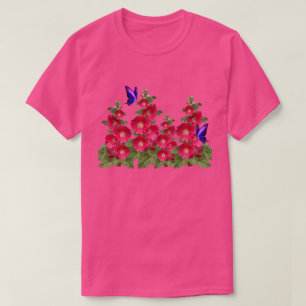 T-shirt Papillon Hollyhocks rose Confortable T-Shi en coto