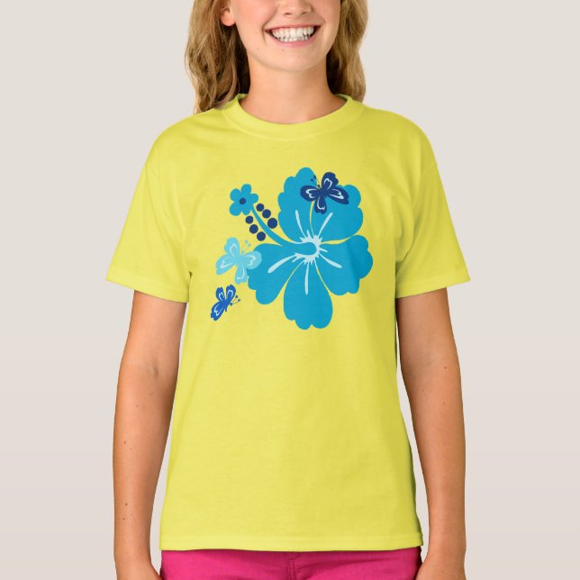 T-shirt Papillon Honolua et Hibiscus hawaïen (Devant)