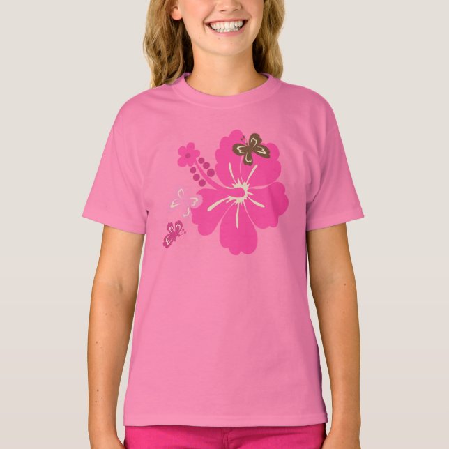 T-shirt Papillon Honolua et Hibiscus hawaïen (Devant)