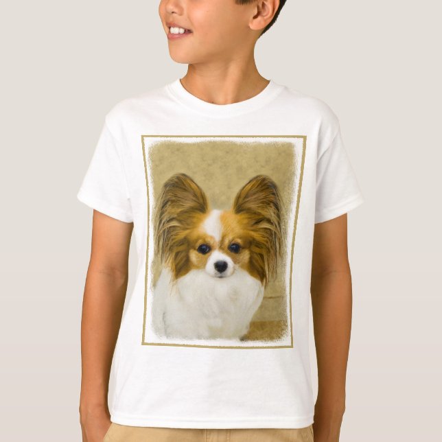 T-shirt Papillon (Hound Tri) Peinture - Art Chien original (Devant)