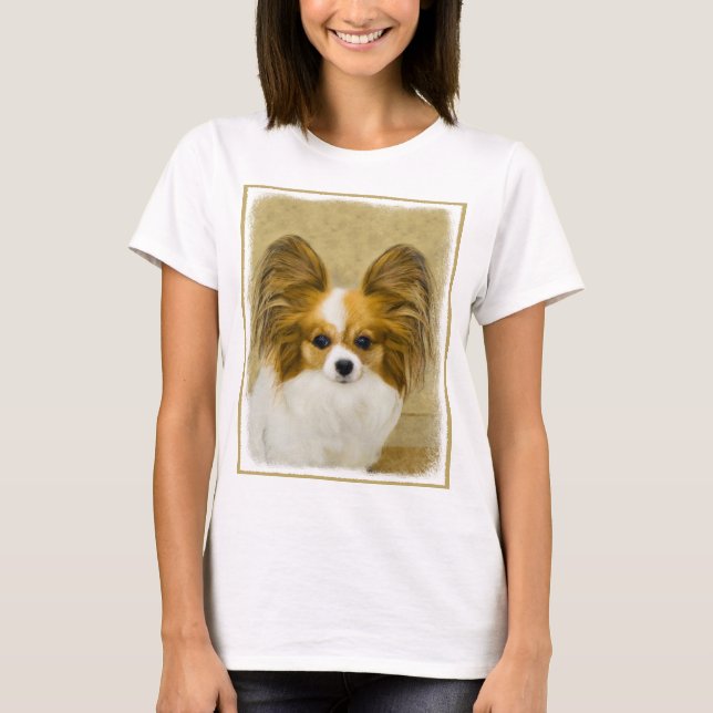 T-shirt Papillon (Hound Tri) Peinture - Art Chien original (Devant)