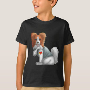T-shirt Papillon I Love Maman Tattoo Chien Chemise Drôle M