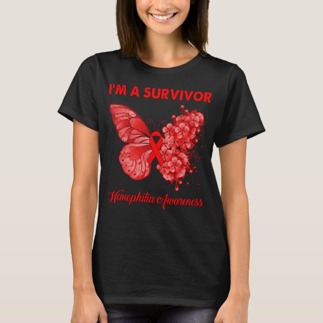 T-shirt Papillon I’m A Survivor Hemophilia Awareness (Devant)