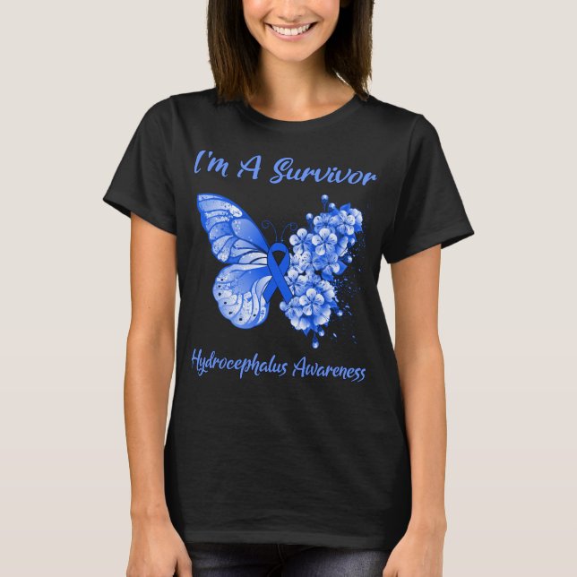 T-shirt Papillon I'm A Survivor Hydrocéphalie Sensibilisat (Devant)