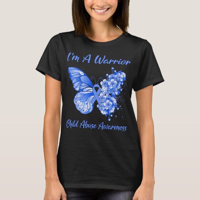 T-shirt Papillon I'm A Warrior Child Abuse Awareness (Devant)