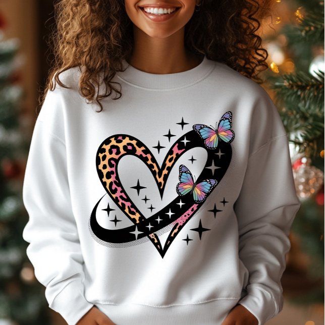 T-Shirt Papillon Infini Cœur de Léopard (Créateur téléchargé)