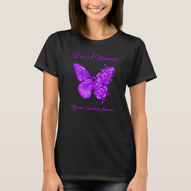 T-shirt Papillon Iu2019m Un Guerrier Migraine Tête Awar (Devant)