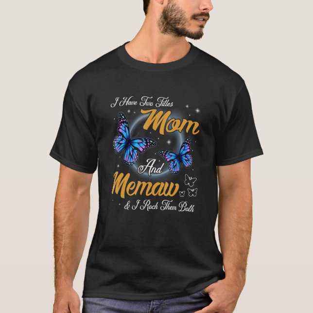 T-shirt Papillon J'Ai Deux Titres Maman Et Mémo Mère S (Devant)