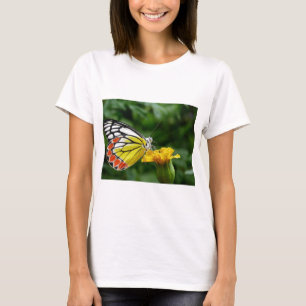 T-shirt Papillon jaune et rouge sur fleur jaune