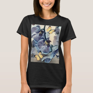 T-shirt Papillon jaune orchidée violet