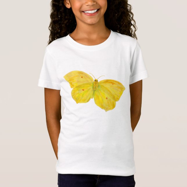 T-Shirt Papillon jaune Volant de pierre de taille commune (Devant)